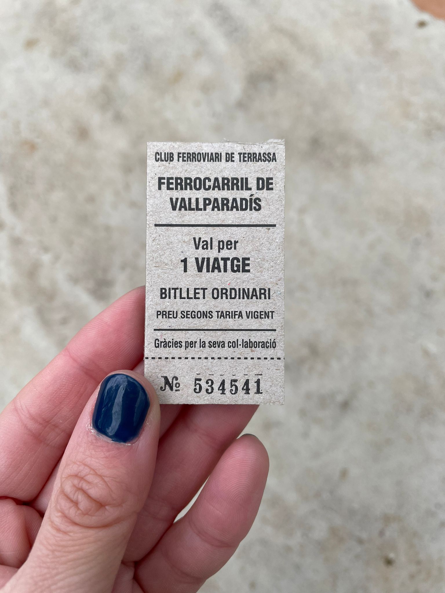 Tíquet de tren Vallparadís, Terrassa