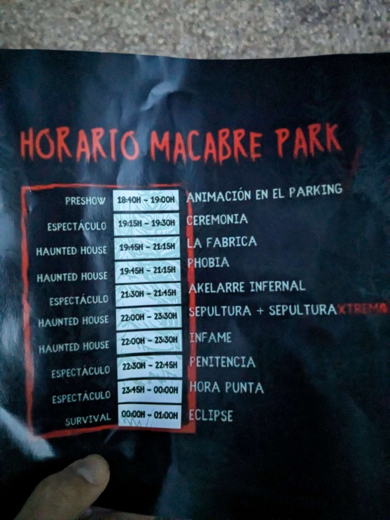 Macabre Park - Horarios y eventos